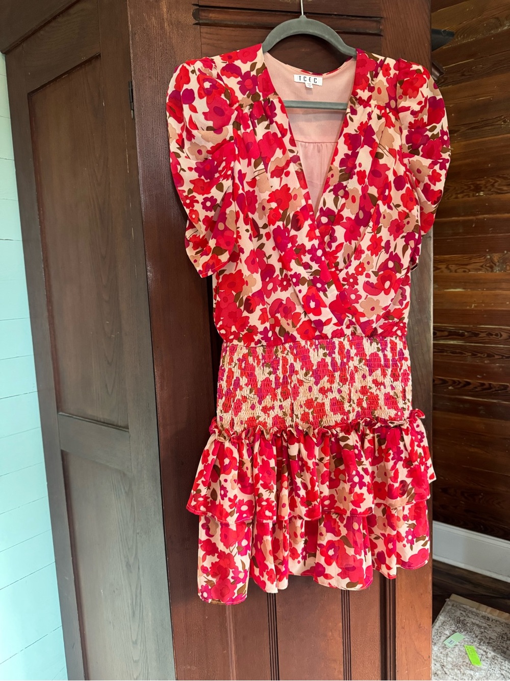 TCEC Vibrant Floral Red Dress